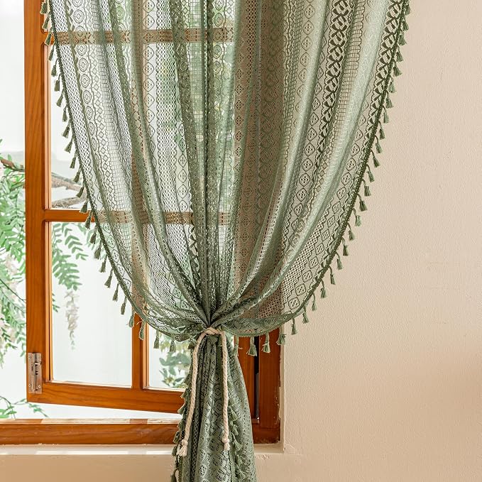 Sutuo Home Boho Sheer Curtains 63 Inch Length - Image 2