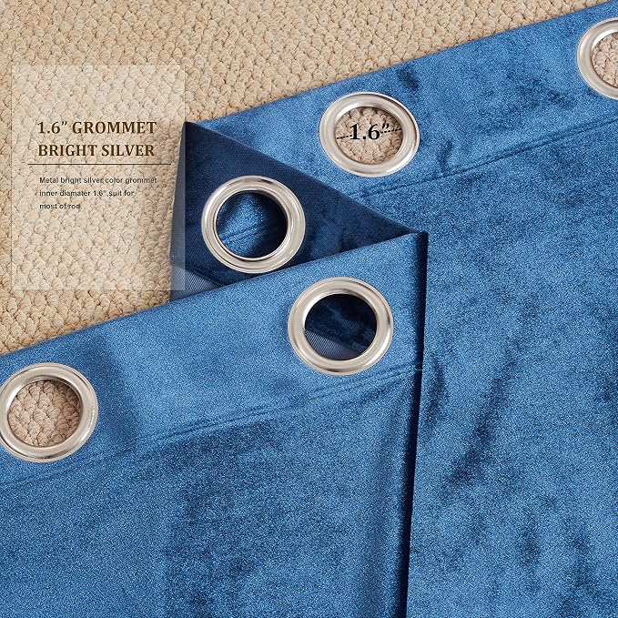BULBUL Velvet Navy Blue Blackout Curtains 120 inch Length - Image 3