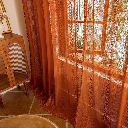 Sutuo Home Sheer Lace Boho Curtains 2 Panels - Image 7