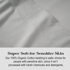 LANE LINEN 100% Organic Cotton Pillowcases - Standard Size and Crisp Cool Percale Weave Sleeping Pillow Covers Set of 2 Silver