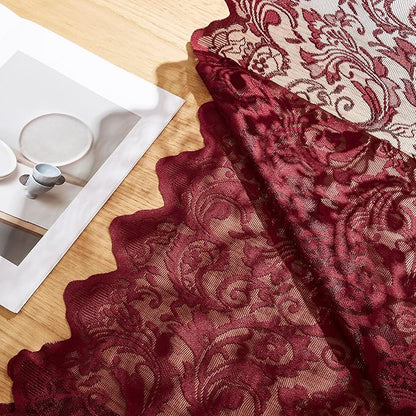 Bujasso Burgundy Lace Sheer Curtains - Image 4