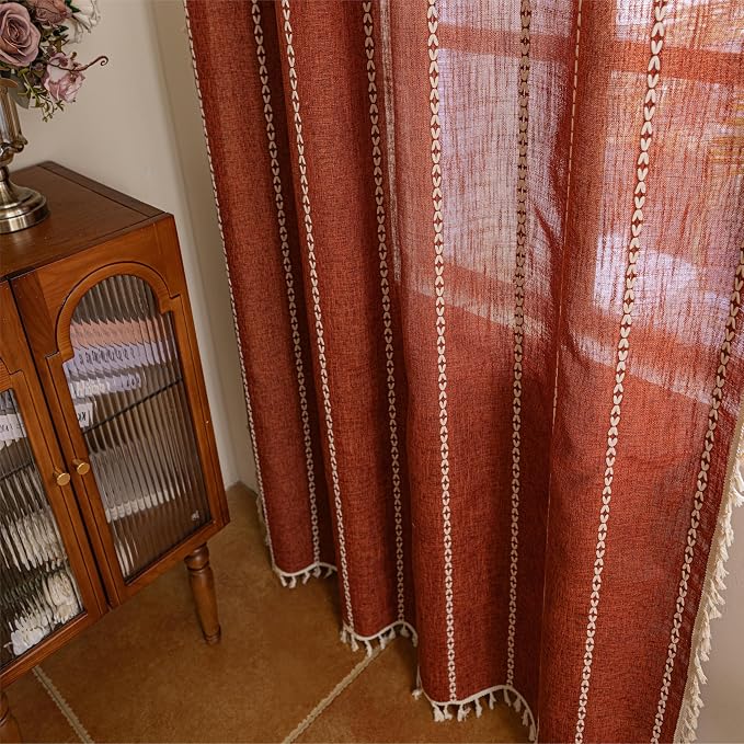 Sutuo Home Terracotta Boho Farmhouse Curtains - Image 7