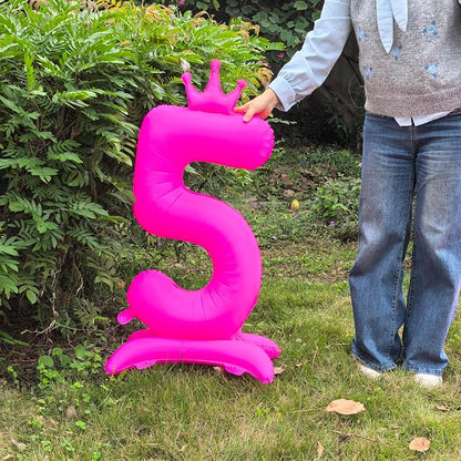 Fluorescent Pink Crown Number 9 Foil Balloon Neon Glow In The Dark Balloon | - Image 6