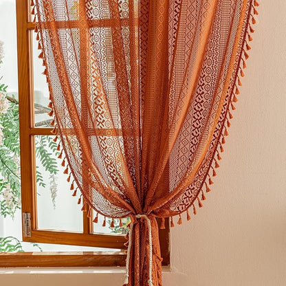 Sutuo Home Sheer Lace Boho Curtains 2 Panels - Image 4