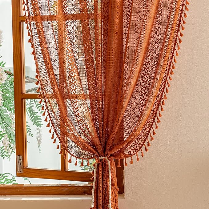 Sutuo Home Boho Sheer Curtains 63 Inch Length - Image 3