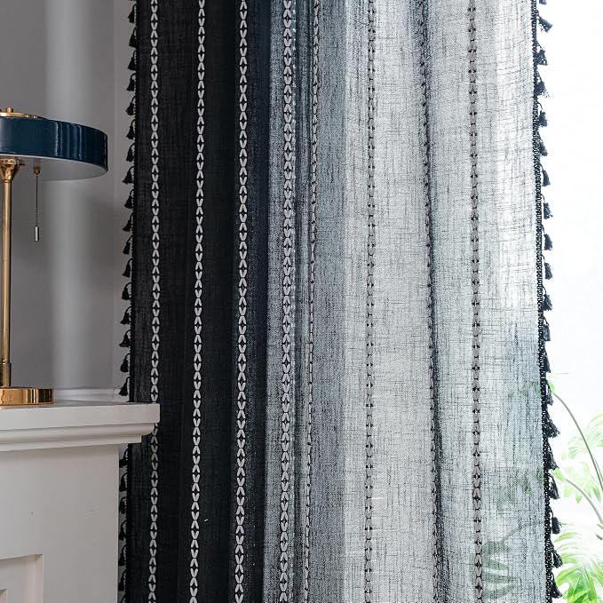 Sutuo Home Black Boho Curtains 90 inches Long - Image 5