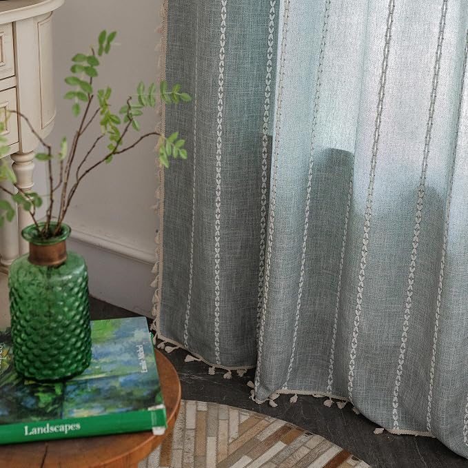 Sutuo Home Boho Curtain for Bedroom Living Room Kitchen, Semi Blackout Linen - Image 5