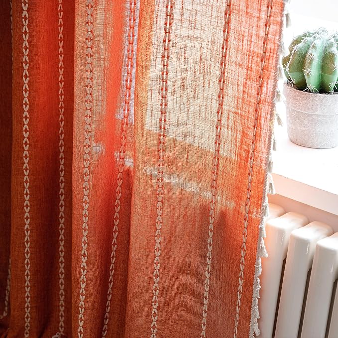 Sutuo Home Orange Boho Curtains - Image 6